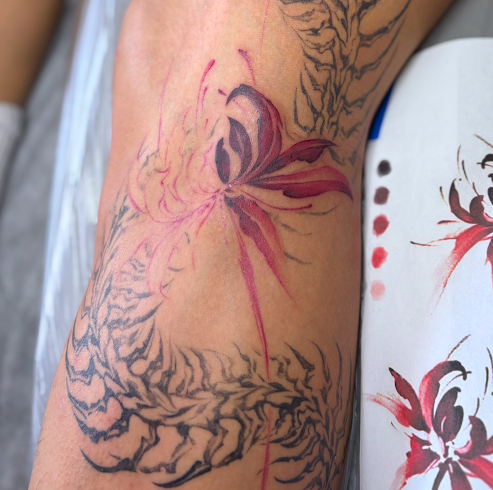 Specialized in linework, inkwash, Asian motifs, and botanica — tattoo by Jasmine, tattoo artist in Los Angeles (portfolio 1)